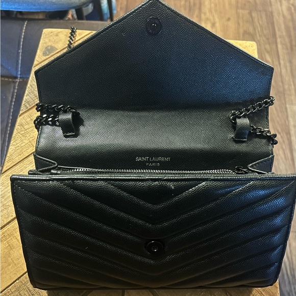 Yves Saint Laurent Monogram Large Wallet on Chain, Grained Leather - Picture 6 of 14